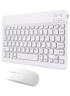 اشتري لوحة مفاتيح وماوس لاسلكيان للتابلت بتصميم رفيع للغاية أبيض في السعودية