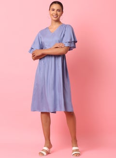Buy Casual Knee Length Dress Navy Blue in Saudi Arabia