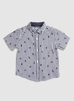 Buy Collared Neck Short Sleeve Shirt White/Black in UAE