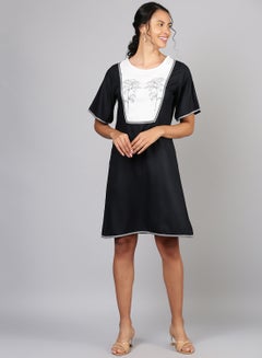 Buy Fashionable Casual Dress Black/White in Saudi Arabia