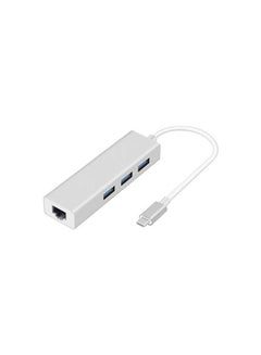 Buy Adapters Type-C To 3 Port Usb & J45 White in Egypt