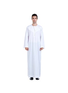 Buy Round Neck Long Sleeve Kaftan White in Saudi Arabia