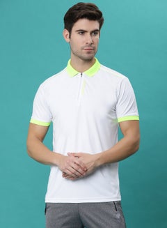 اشتري Logo Sports Collared Polo White/Neon Green في الامارات