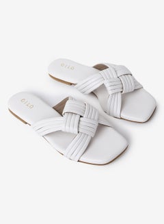 Buy Knotted Criss-Cross Strap Flat Sandals White in UAE