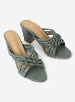 Buy Knotted Criss-Cross Strap Heeled Sandals Green in UAE