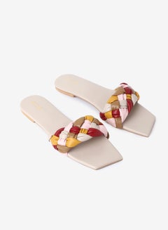 Buy Braided Strap Flat Sandals Multicolour in UAE