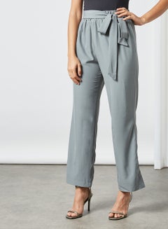 Buy Modest Pants With Tie Around Grey in UAE