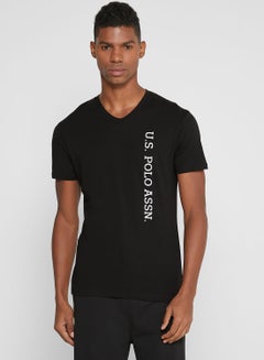 Buy Logo V Neck T-Shirt Black in UAE