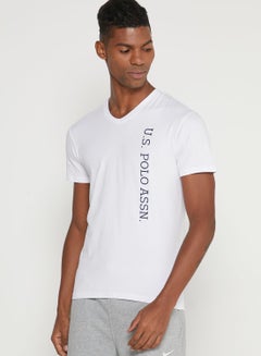 Buy Logo V Neck T-Shirt White in UAE