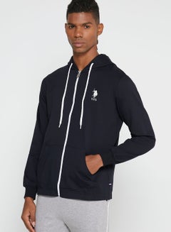 اشتري Basic Casual Logo Hoodie Navy في الامارات