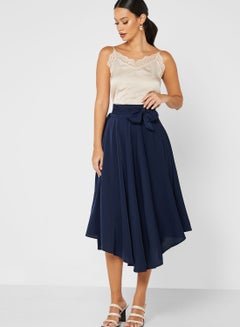 Buy Self Tie A-Line Skirt Navy Blue in Saudi Arabia