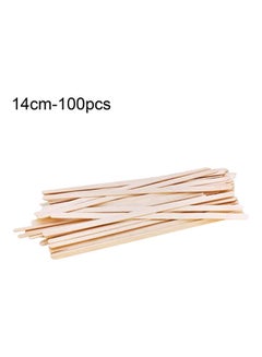 Buy 100-Piece Disposable Wood Coffee Stir Stick Beige 14cm in Saudi Arabia