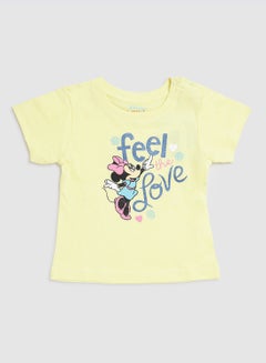 Buy Baby Girls Crew Neck T-Shirt Light Yellow in UAE