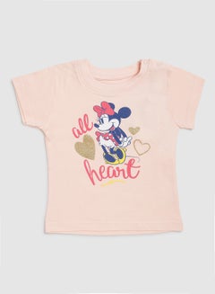 Buy Baby Girls Round Neck Short Sleeve T-Shirt Blush Pink in UAE