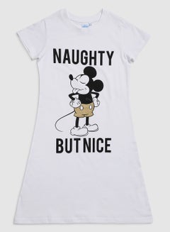 اشتري Mickey Mouse Printed T-Shirt Nightdress White في السعودية