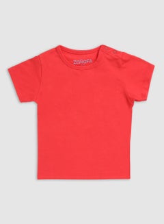 Buy Solid Round Neck T-Shirt Coral Pink in UAE