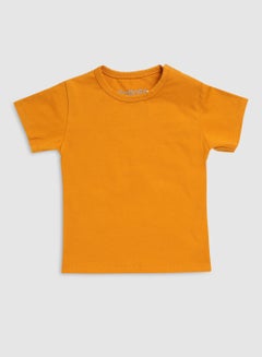 Buy Solid Round Neck T-Shirt Mustard in UAE
