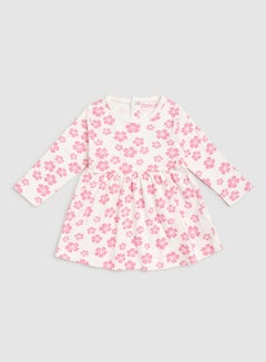 Buy Baby Girls Floral Print Dress Baby Pink/White in UAE
