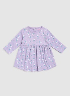 Buy Baby Girls Printed Dress Purple/Blue in UAE