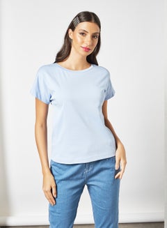 Buy Solid T-Shirt Blue in Saudi Arabia