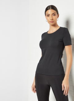 Buy Basic Slim Fit T-Shirt Black in UAE