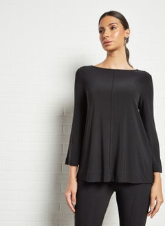 Buy Rivolo Stretch Jersey Blouse Black in UAE