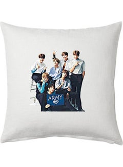 Buy BTS Army Printed Cushion Polyester White 40x40cm in UAE