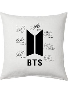 Buy BTS Signature Printed Cushion Polyester White 40x40cm in UAE