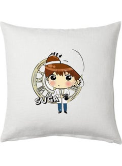 Buy BTS Suga Printed Cushion Polyester White 40x40cm in UAE