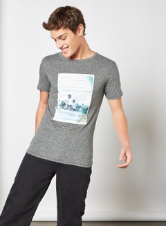 Buy Palm Tree Print T-Shirt Grey in UAE