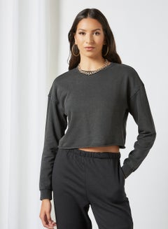 Buy Basic Cropped Sweatshirt Black in Saudi Arabia