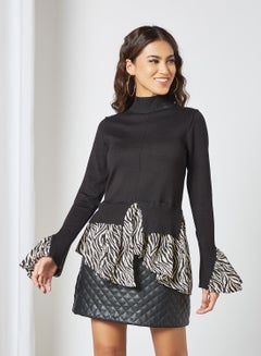 اشتري Flared Overlay Sweater Black في الامارات