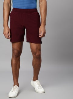 Buy Essential Mid Rise Running Shorts Maroon in UAE