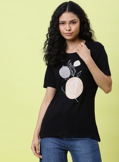 Buy Round Neck T-Shirt Black in UAE
