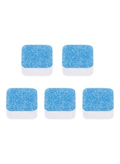 Buy 5-Piece Washing Machine Effervescent Cleaner Tablet Set Blue/White in Egypt