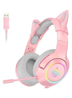Buy Gaming Headset With 7.1 Virtual Surround Sound And Removable Cat Ear, Noise Canceling Retractable Microphone, Usb Plug in Saudi Arabia