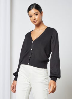 Buy V-Neck Cardigan Black in Saudi Arabia