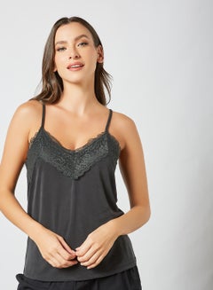 Buy Lace Trim Cami Top Black in Saudi Arabia