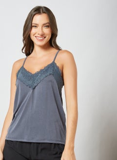 Buy Lace Trim Cami Top Blue in Saudi Arabia