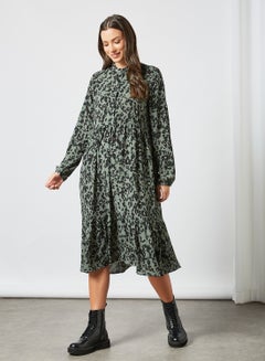 Buy Printed Midi Dress Green in UAE