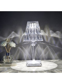 Buy 3-Way Touch Control Crystal Table Lamp With Dual USB Charging Ports Transparent 260x86ml in UAE