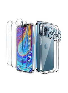 Buy 2 Pack Tempered Glass and 2 Pack Camera Lens Protector For iPhone 13 Pro Clear in UAE