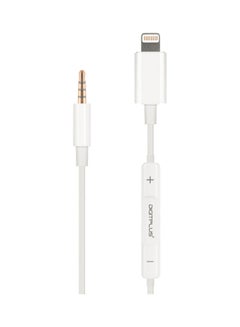 Buy Lightning To 3.5 AUX Audio Wire Control Adapter Cable White in Saudi Arabia