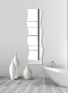 Buy 3-Piece 3D Mirror Wall Stickers for Home Decoration Silver 28 X 27cm in UAE