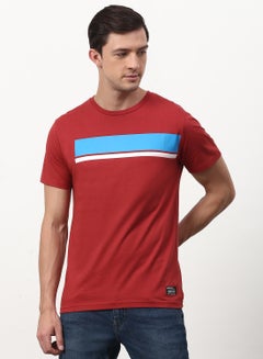 اشتري Graphic Printed Crew Neck Regular Fit T-Shirt Ruby Red في السعودية