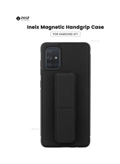 Buy 3-in-1 Magnetic Wrist Strap Hand Grip with Stand Case Cover for Samsung Galaxy A71 4G Black in UAE