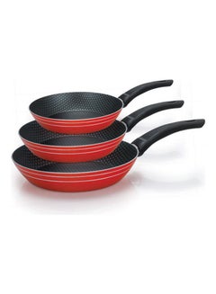 Buy 3 -Piece Frying Pan Set Red 18-24-28cm Red 18-24-28cm in Egypt