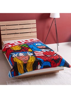 Buy Avengers Printed Quilted Bed Sheet Polyester Multicolour 160x3x220cm in UAE