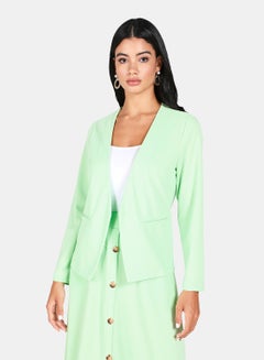 Buy Long Sleeve Plain Blazer Green in UAE