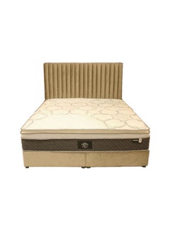 Buy Modern Straight Back Striped Bed  With Prime Double Face Medical Mattress White/Beige/Grey 200x40x120cm in Saudi Arabia